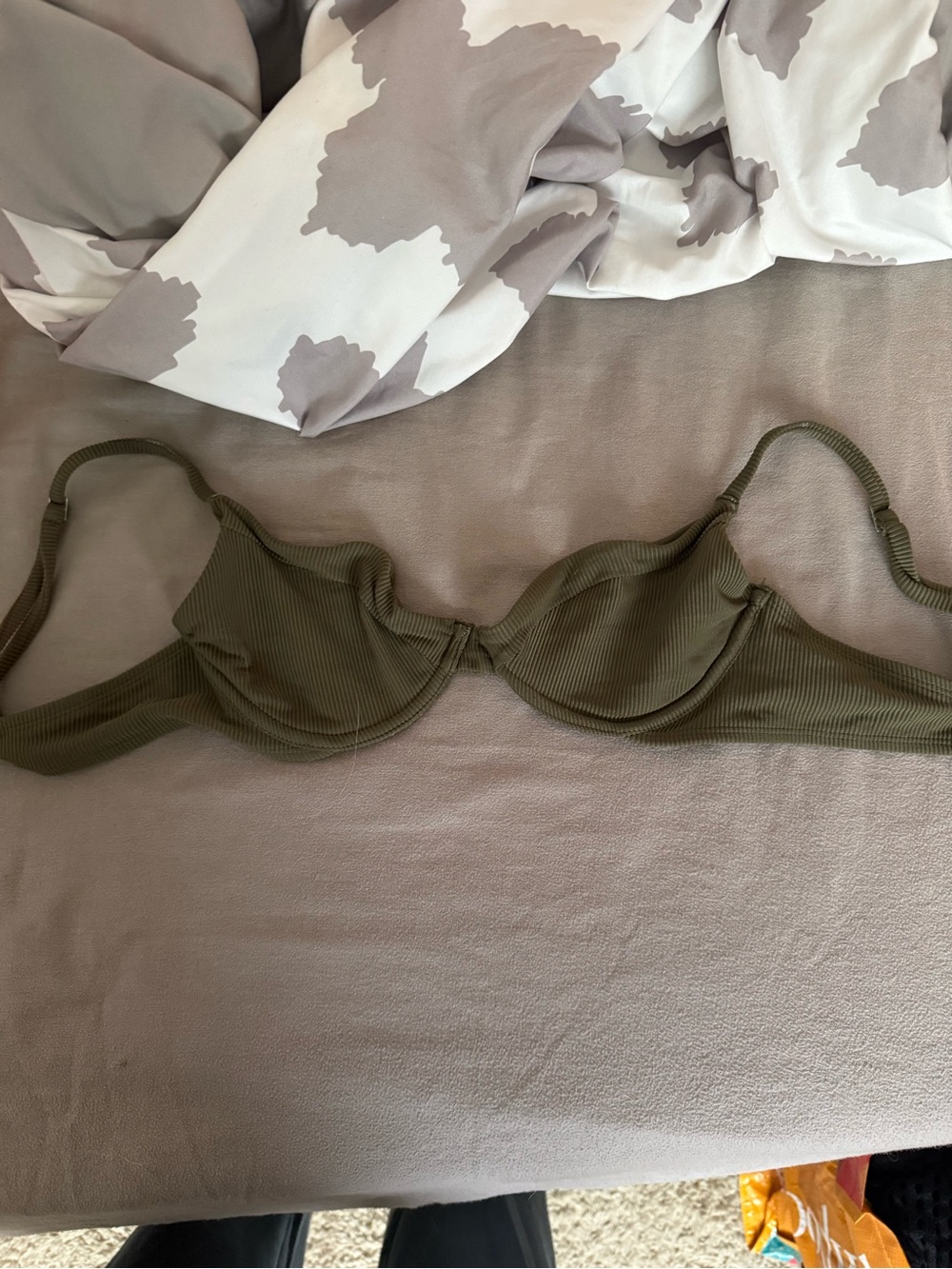 Abercrombie & Fitch Olive Green Ribbed Underwire Bikini Top